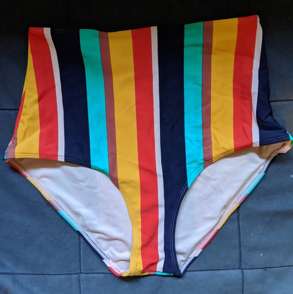 Aerie Striped High-Waisted Bikini Bottom